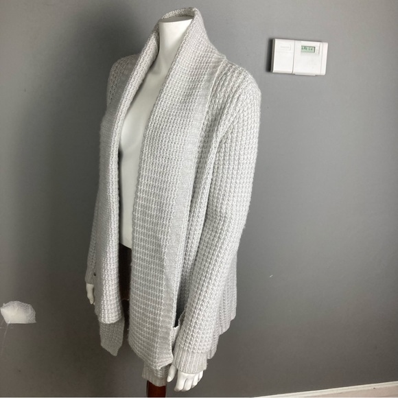 Autumn cardigan blanket sweater soft cozy Cashmere blend light grey size medium - Picture 2 of 10